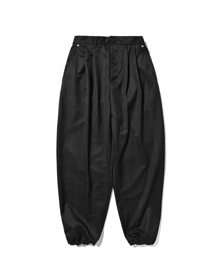 WOOL GLEN PLAID CITY UNIFORM WIDE TAPERED PANTS (GRAY)