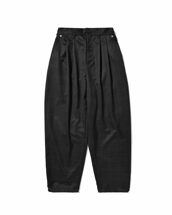 WOOL GLEN PLAID CITY UNIFORM WIDE TAPERED PANTS (GRAY)