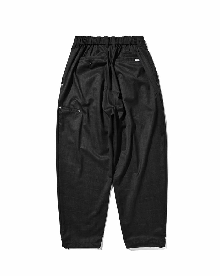 WOOL GLEN PLAID CITY UNIFORM WIDE TAPERED PANTS (GRAY)