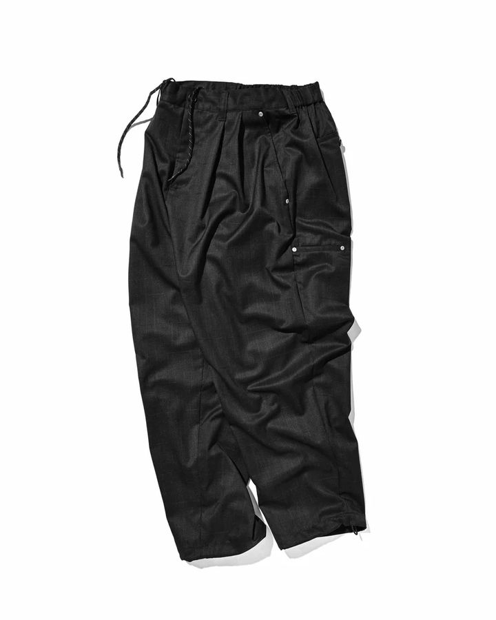 WOOL GLEN PLAID CITY UNIFORM WIDE TAPERED PANTS (GRAY)