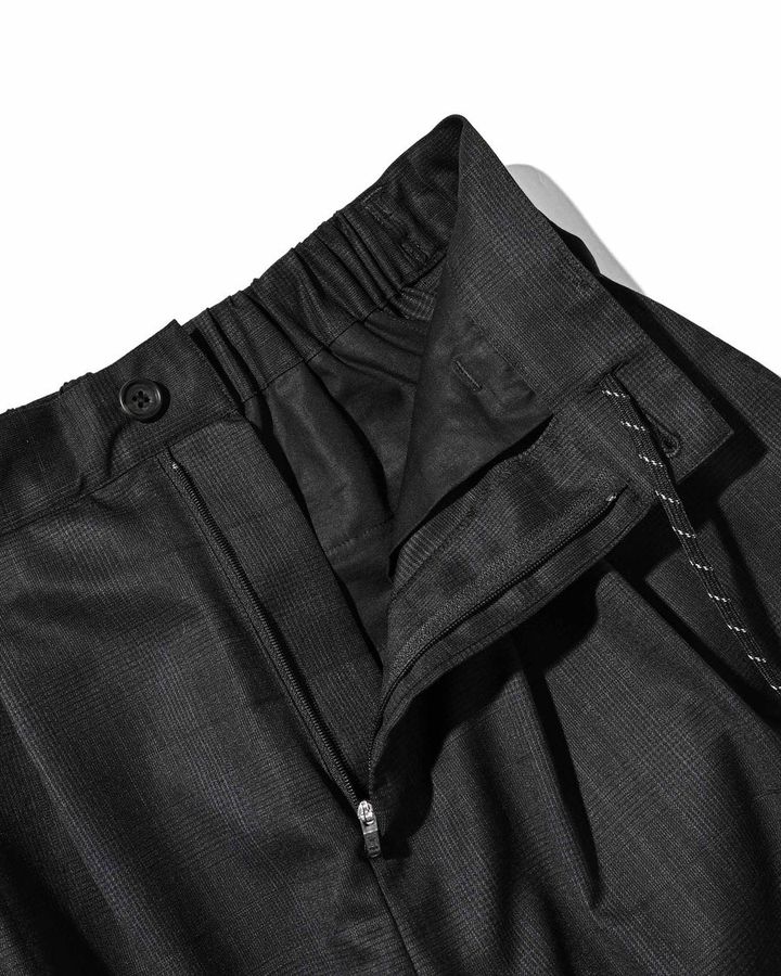 WOOL GLEN PLAID CITY UNIFORM WIDE TAPERED PANTS (GRAY)