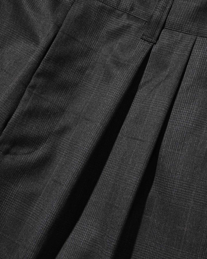 WOOL GLEN PLAID CITY UNIFORM WIDE TAPERED PANTS (GRAY)