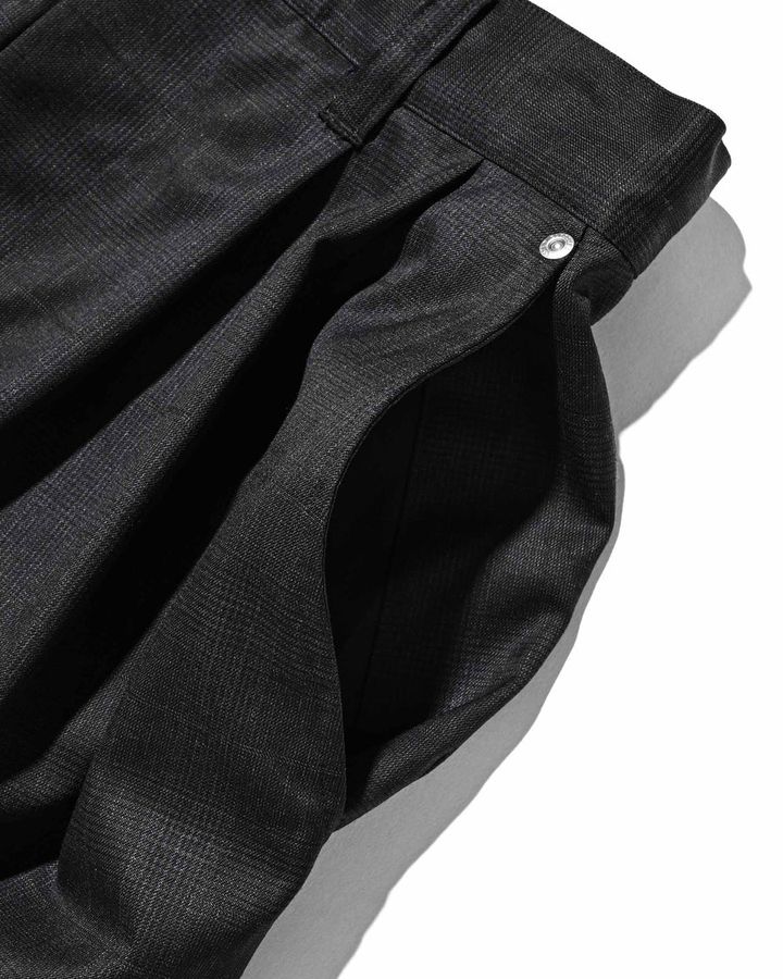 WOOL GLEN PLAID CITY UNIFORM WIDE TAPERED PANTS (GRAY)