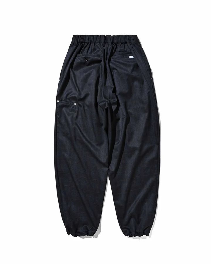 WOOL GLEN PLAID CITY UNIFORM WIDE TAPERED PANTS (NAVY)