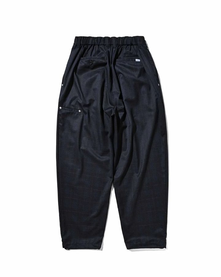 WOOL GLEN PLAID CITY UNIFORM WIDE TAPERED PANTS (NAVY)