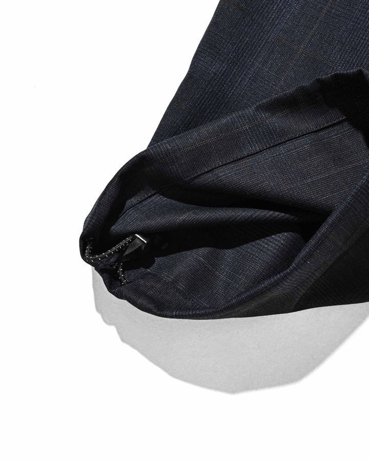 WOOL GLEN PLAID CITY UNIFORM WIDE TAPERED PANTS (NAVY)