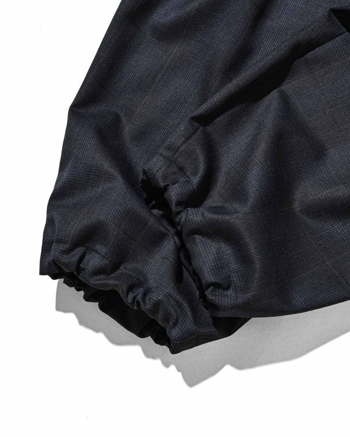 WOOL GLEN PLAID CITY UNIFORM WIDE TAPERED PANTS (NAVY)